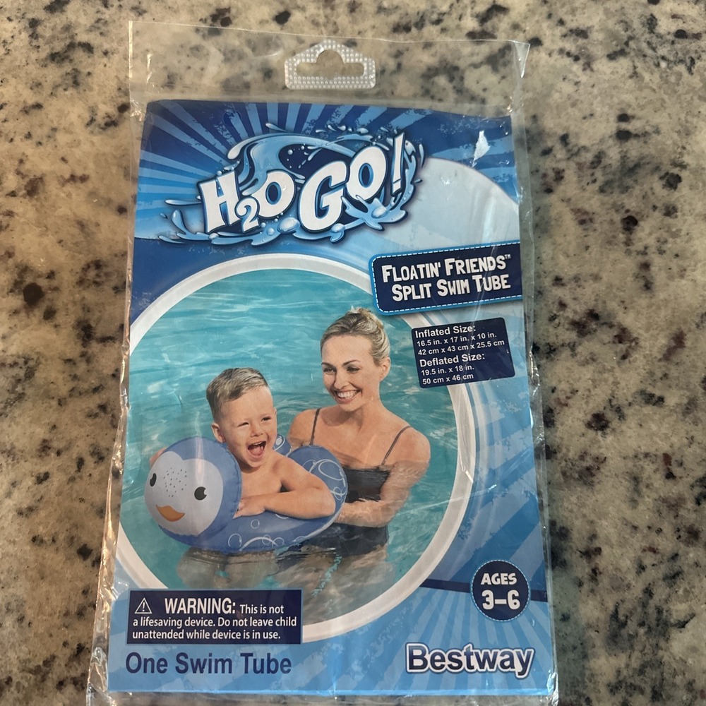 H2O GO! Floatin Friends Split Swim Tube/Ring Age 3-6 New‎ Penguin Pool Float